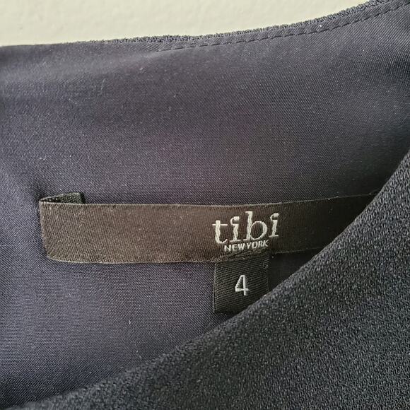 Tibi Savanna Navy Blue Crepe Drape Tie Dress 4 Career Modern Classic Minimalist - Picture 6 of 13